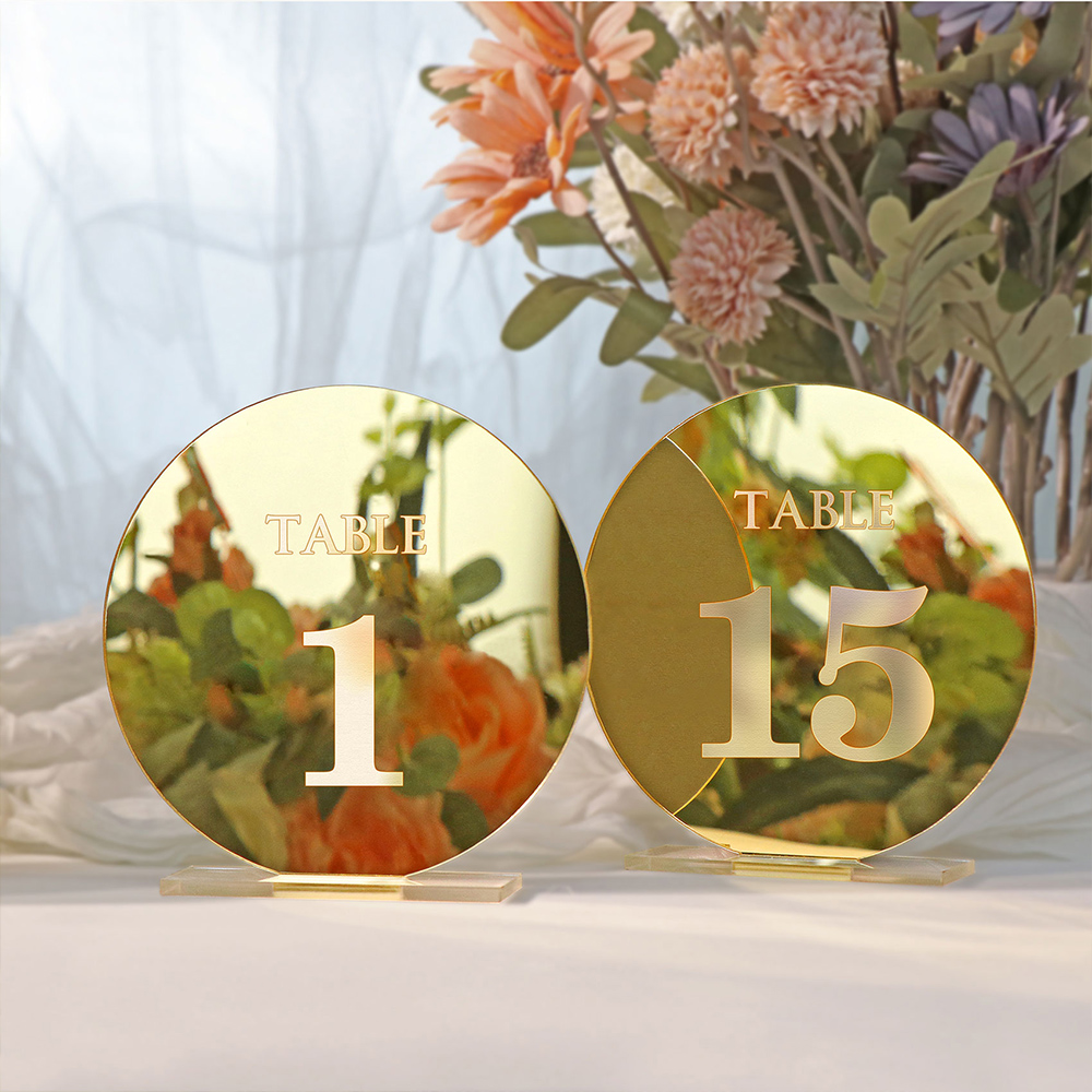 Table Number Gold - Акриловый фон для свадьбы, дня рождения