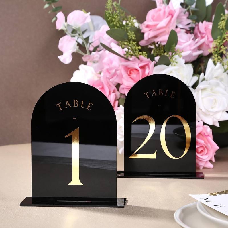 Table Number Gold - Изогнутые акриловые цифры стола, свадебные центральные