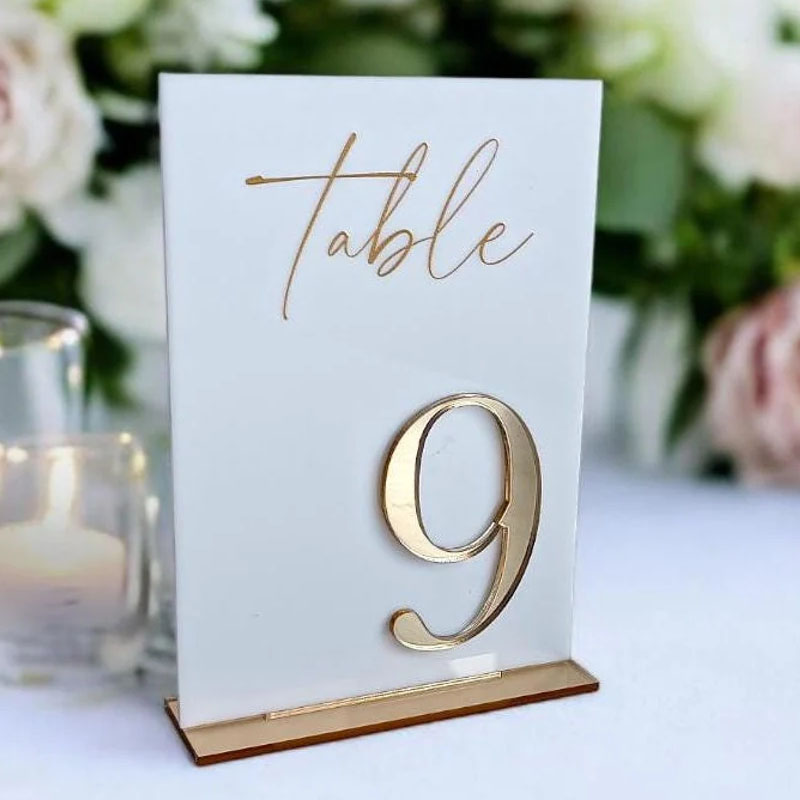 Номерки для свадебных столов н – обзор и цена Table Number Gold